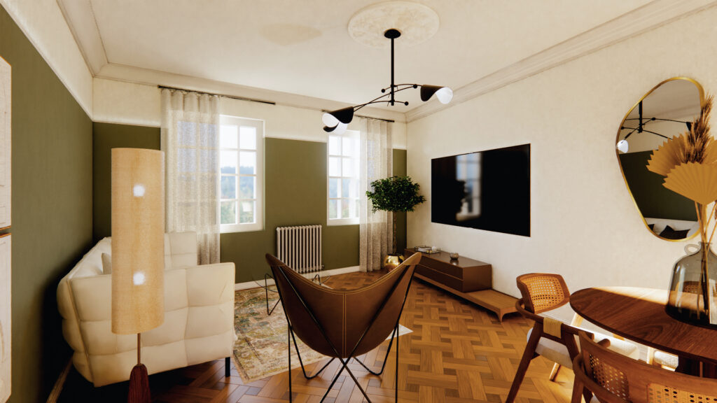 séjour rénové – charme de l’ancien et ambiance contemporaine