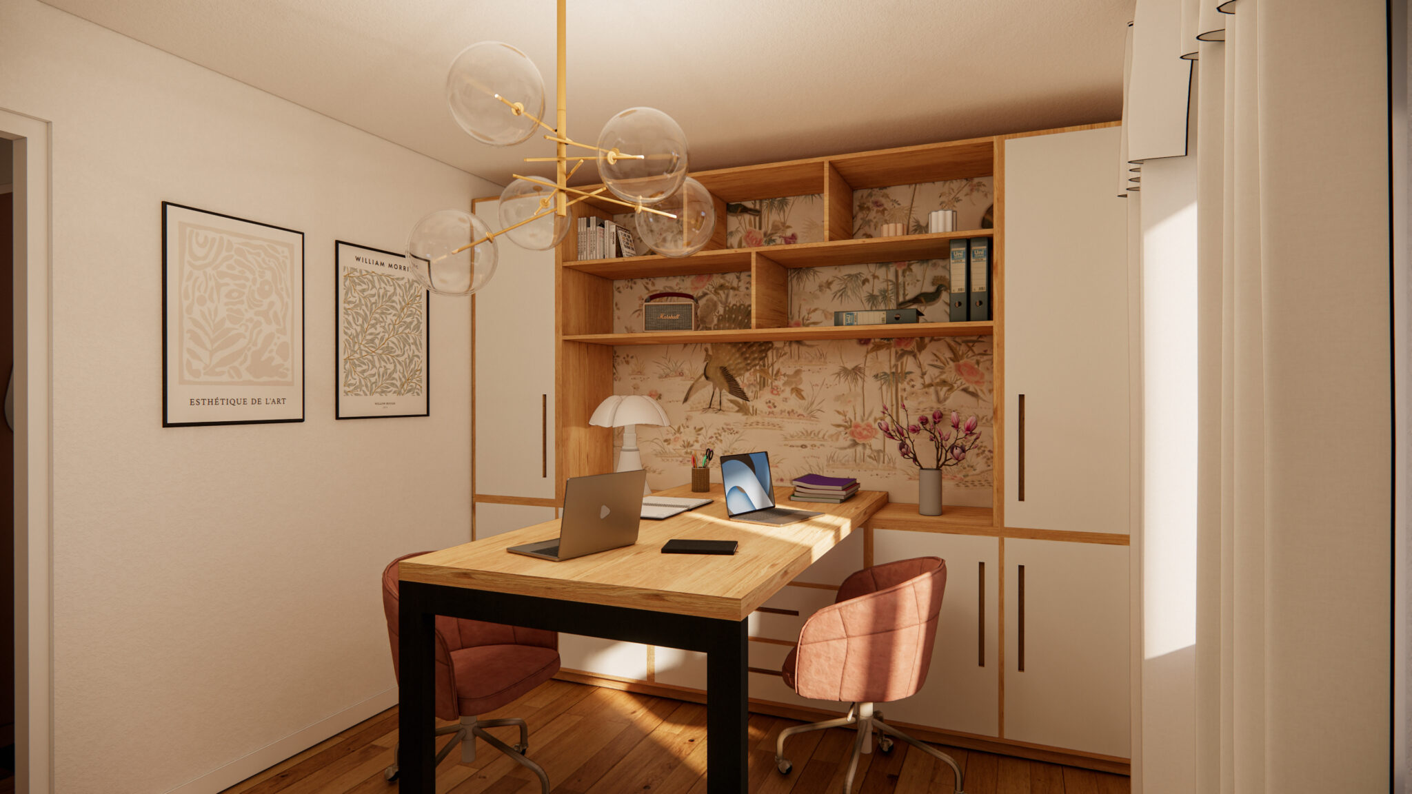 bureau habitat amenagement interieur rendu 3d photorealiste copie