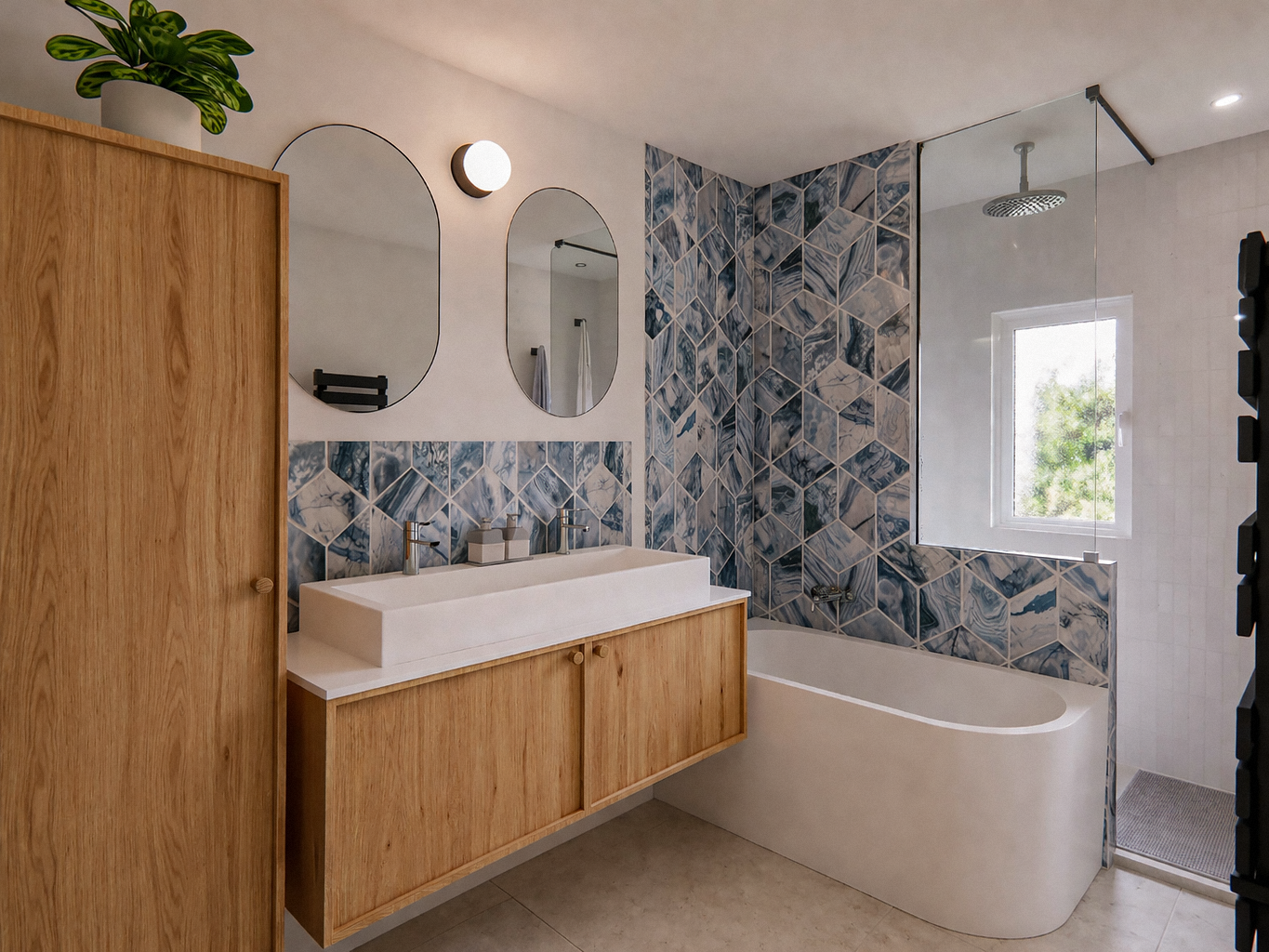 Maintenance salle de bain carrelage graphique bois 01