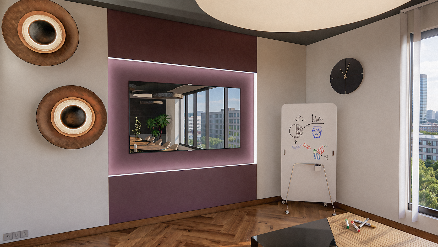salle reunion espace presentation mur decoratif